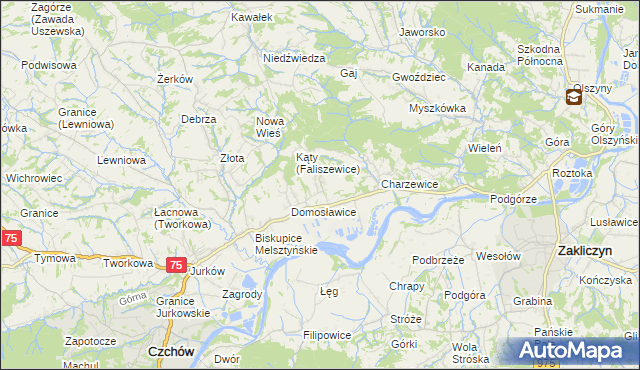 mapa Faliszewice, Faliszewice na mapie Targeo