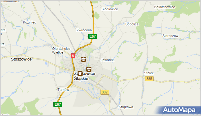 mapa Jaworek gmina Ząbkowice Śląskie, Jaworek gmina Ząbkowice Śląskie na mapie Targeo