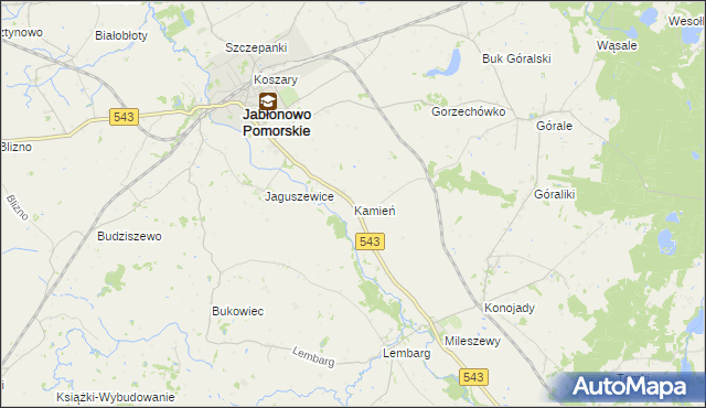 mapa Kamień gmina Jabłonowo Pomorskie, Kamień gmina Jabłonowo Pomorskie na mapie Targeo