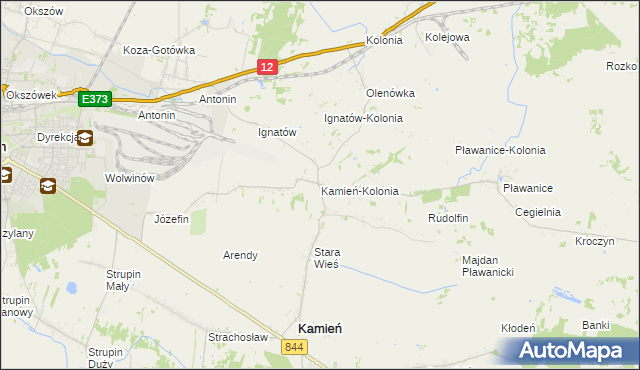 mapa Kamień-Kolonia gmina Kamień, Kamień-Kolonia gmina Kamień na mapie Targeo