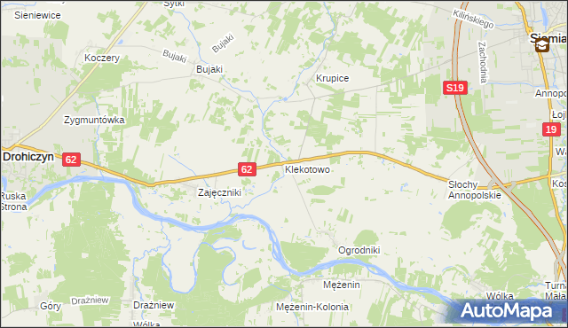mapa Klekotowo gmina Siemiatycze, Klekotowo gmina Siemiatycze na mapie Targeo