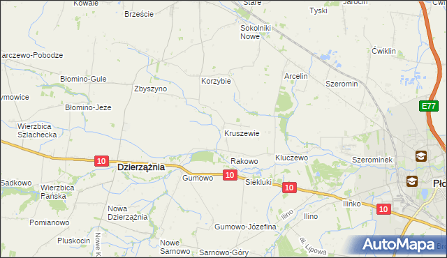 mapa Kruszewie, Kruszewie na mapie Targeo