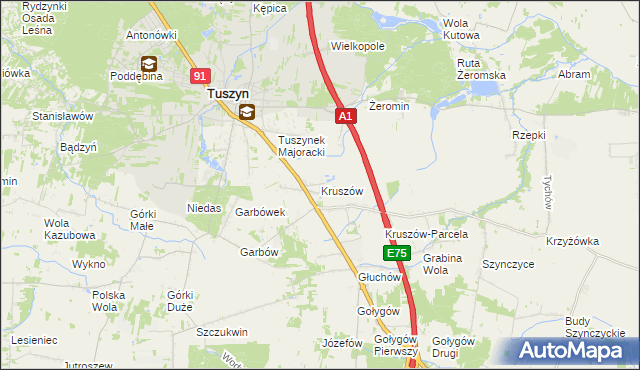 mapa Kruszów, Kruszów na mapie Targeo