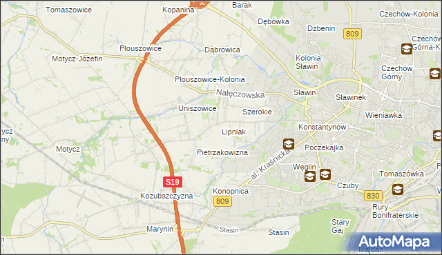 mapa Lipniak gmina Konopnica, Lipniak gmina Konopnica na mapie Targeo