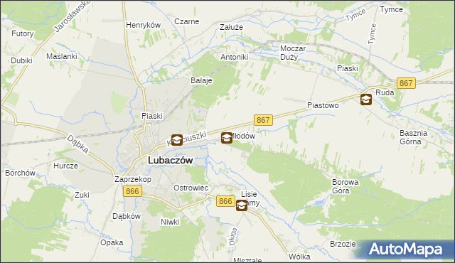 mapa Młodów gmina Lubaczów, Młodów gmina Lubaczów na mapie Targeo