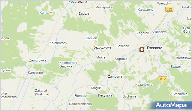 mapa Mokre gmina Rossosz, Mokre gmina Rossosz na mapie Targeo