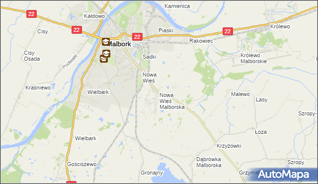 mapa Nowa Wieś Malborska, Nowa Wieś Malborska na mapie Targeo