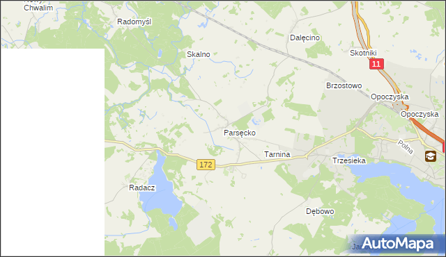 mapa Parsęcko, Parsęcko na mapie Targeo