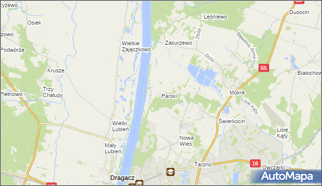 mapa Parski gmina Grudziądz, Parski gmina Grudziądz na mapie Targeo