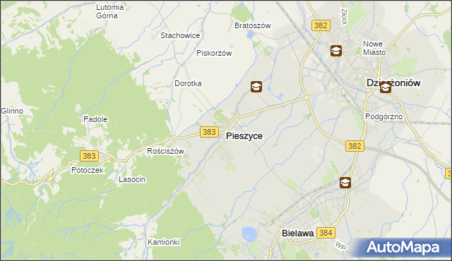 mapa Pieszyce, Pieszyce na mapie Targeo