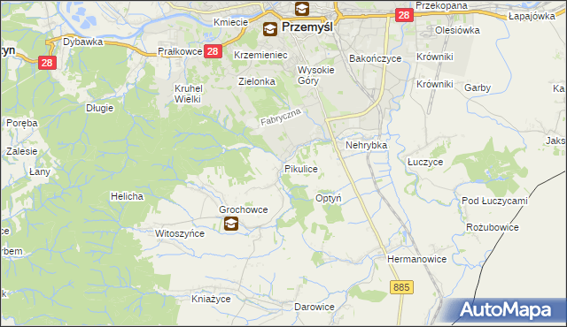 mapa Pikulice, Pikulice na mapie Targeo