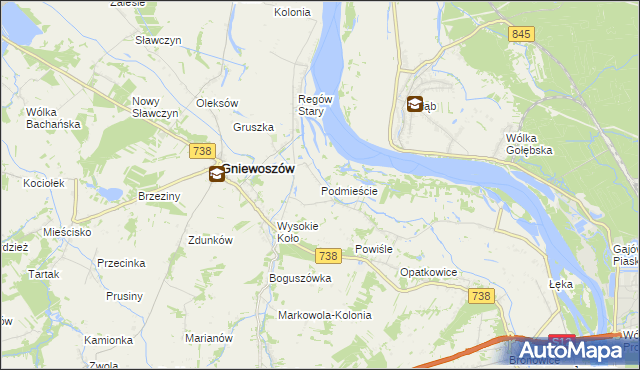 mapa Podmieście gmina Gniewoszów, Podmieście gmina Gniewoszów na mapie Targeo