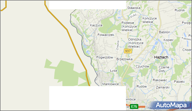 mapa Pogwizdów gmina Hażlach, Pogwizdów gmina Hażlach na mapie Targeo