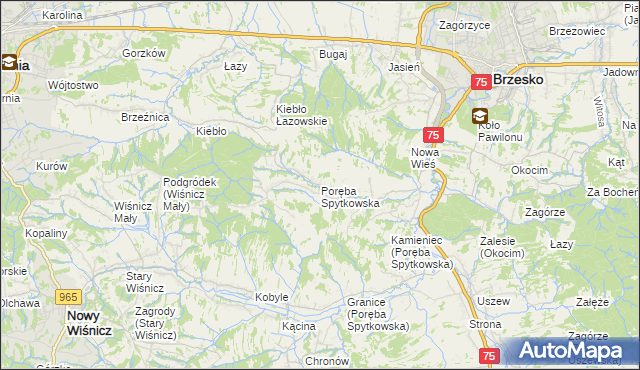 mapa Poręba Spytkowska, Poręba Spytkowska na mapie Targeo