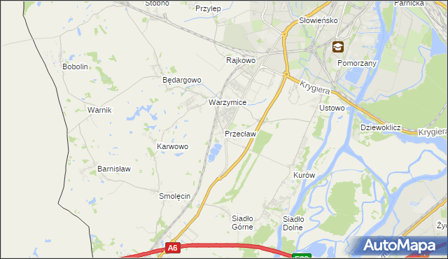 mapa Przecław gmina Kołbaskowo, Przecław gmina Kołbaskowo na mapie Targeo