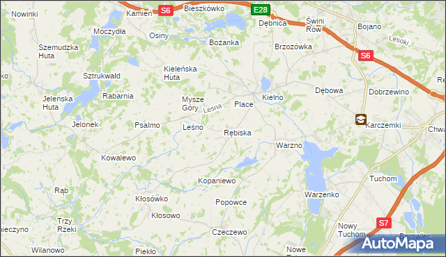 mapa Rębiska gmina Szemud, Rębiska gmina Szemud na mapie Targeo