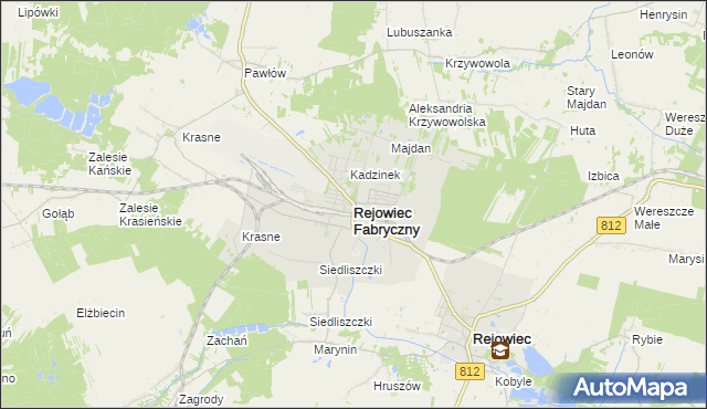 mapa Rejowiec Fabryczny, Rejowiec Fabryczny na mapie Targeo