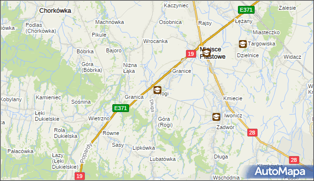 mapa Rogi gmina Miejsce Piastowe, Rogi gmina Miejsce Piastowe na mapie Targeo