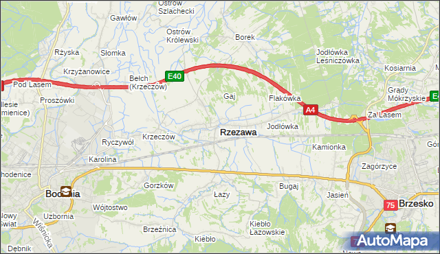 mapa Rzezawa, Rzezawa na mapie Targeo