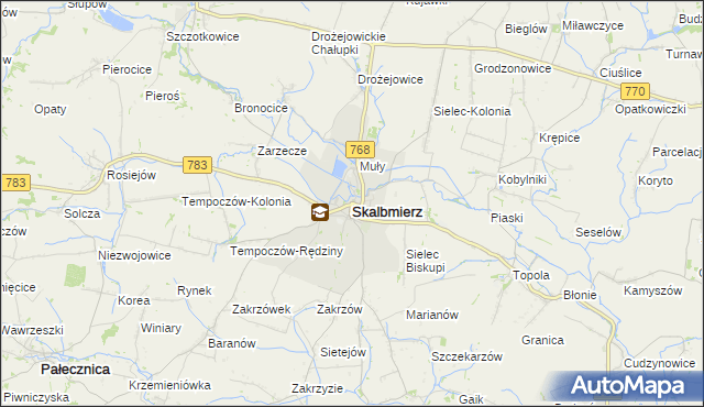 mapa Skalbmierz, Skalbmierz na mapie Targeo