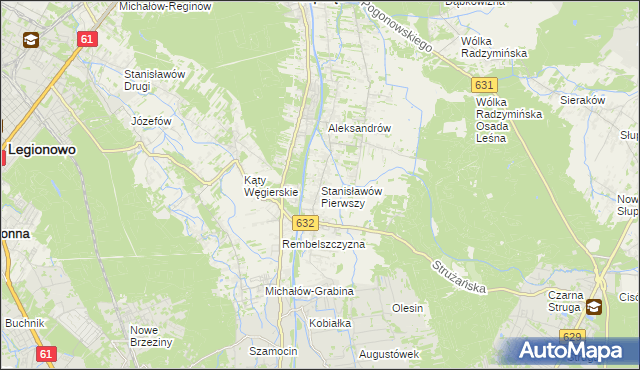 mapa Stanisławów Pierwszy gmina Nieporęt, Stanisławów Pierwszy gmina Nieporęt na mapie Targeo