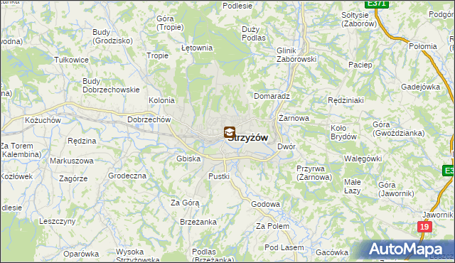 mapa Strzyżów, Strzyżów na mapie Targeo