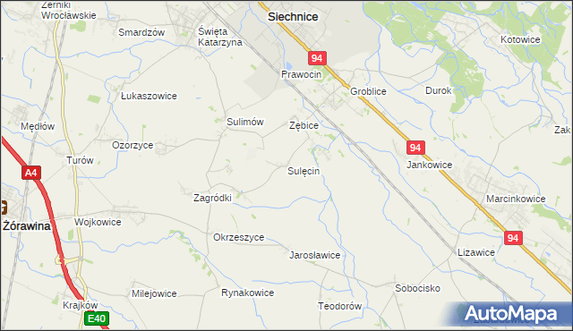 mapa Sulęcin gmina Siechnice, Sulęcin gmina Siechnice na mapie Targeo