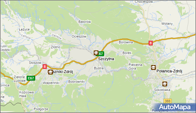 mapa Szczytna powiat kłodzki, Szczytna powiat kłodzki na mapie Targeo