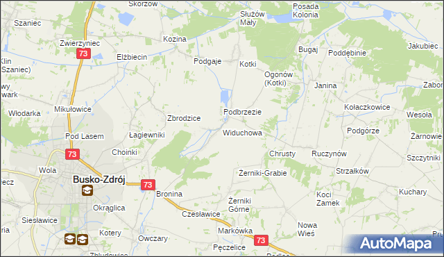 mapa Widuchowa gmina Busko-Zdrój, Widuchowa gmina Busko-Zdrój na mapie Targeo