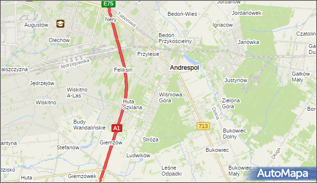 mapa Wiśniowa Góra, Wiśniowa Góra na mapie Targeo