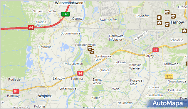 mapa Zbylitowska Góra, Zbylitowska Góra na mapie Targeo