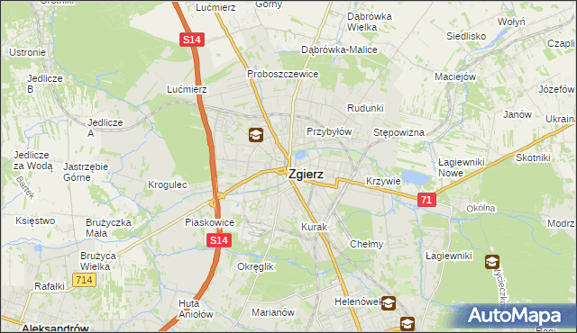 mapa Zgierz, Zgierz na mapie Targeo