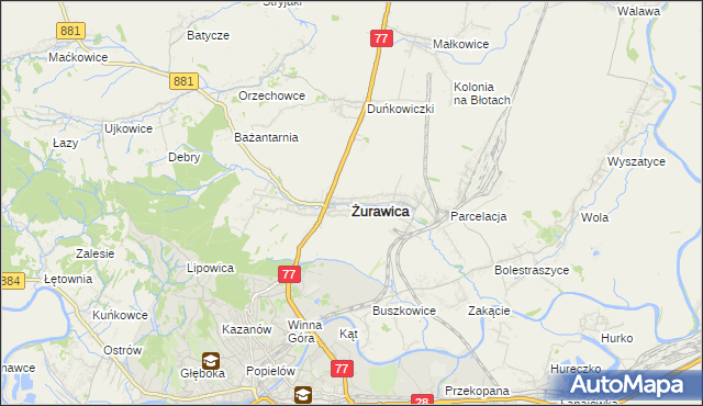 mapa Żurawica powiat przemyski, Żurawica powiat przemyski na mapie Targeo