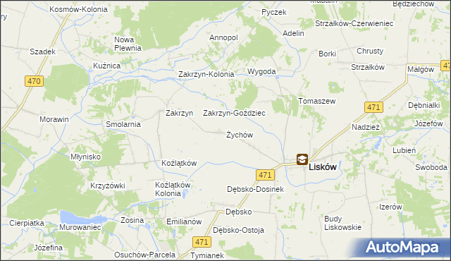 mapa Żychów, Żychów na mapie Targeo