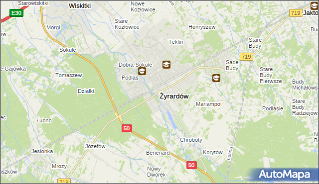 mapa Żyrardów, Żyrardów na mapie Targeo