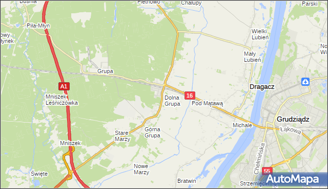 mapa Dolna Grupa, Dolna Grupa na mapie Targeo