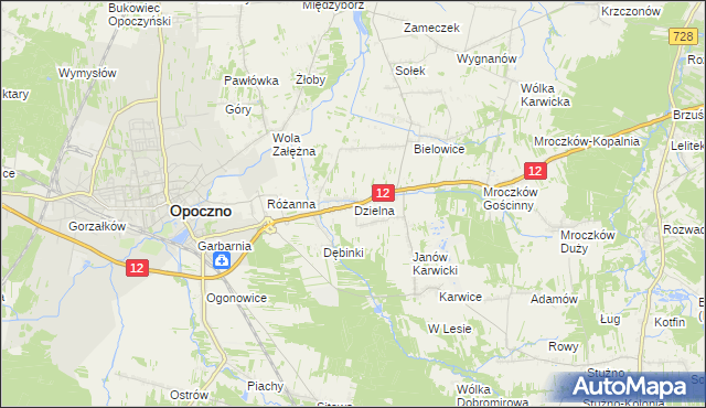 mapa Dzielna gmina Opoczno, Dzielna gmina Opoczno na mapie Targeo