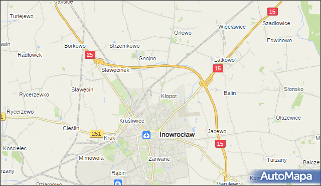 mapa Kłopot gmina Inowrocław, Kłopot gmina Inowrocław na mapie Targeo