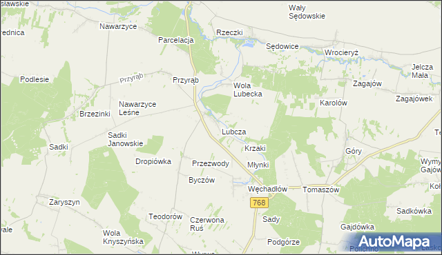 mapa Lubcza gmina Wodzisław, Lubcza gmina Wodzisław na mapie Targeo