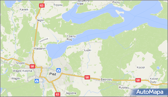 mapa Łupki gmina Pisz, Łupki gmina Pisz na mapie Targeo