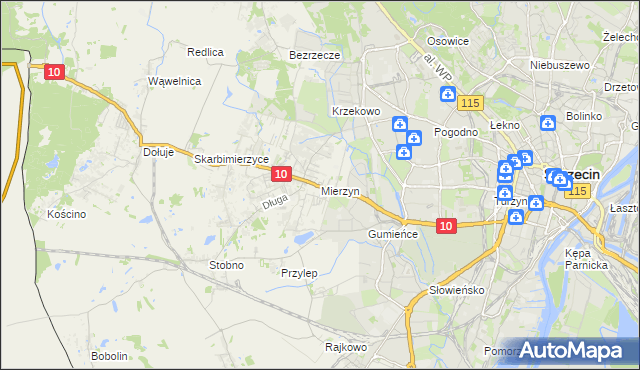 mapa Mierzyn gmina Dobra (Szczecińska), Mierzyn gmina Dobra (Szczecińska) na mapie Targeo