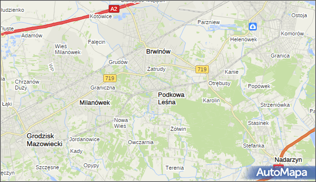 mapa Podkowa Leśna, Podkowa Leśna na mapie Targeo