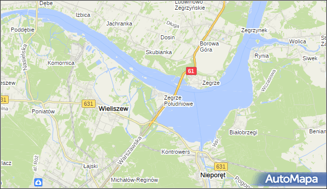 mapa Zegrze Południowe, Zegrze Południowe na mapie Targeo