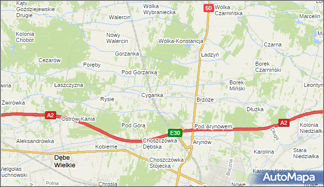 mapa Żuków gmina Mińsk Mazowiecki, Żuków gmina Mińsk Mazowiecki na mapie Targeo