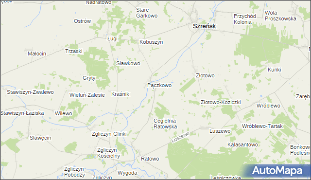 mapa Bielawy gmina Szreńsk, Bielawy gmina Szreńsk na mapie Targeo