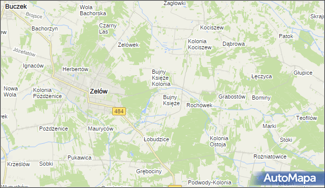 mapa Bujny Księże, Bujny Księże na mapie Targeo