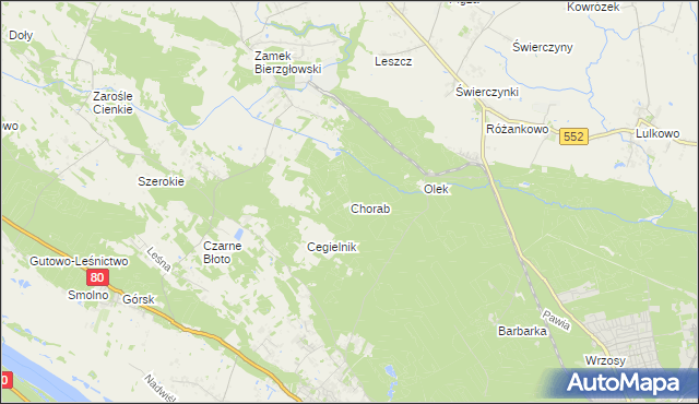mapa Chorab gmina Łysomice, Chorab gmina Łysomice na mapie Targeo