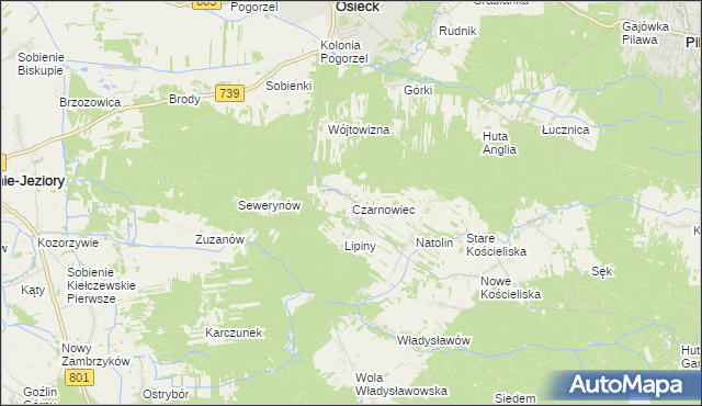 mapa Czarnowiec gmina Osieck, Czarnowiec gmina Osieck na mapie Targeo