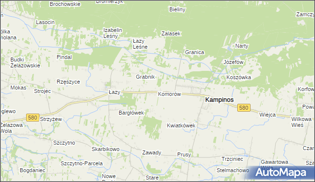 mapa Komorów gmina Kampinos, Komorów gmina Kampinos na mapie Targeo