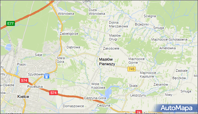 mapa Masłów Pierwszy, Masłów Pierwszy na mapie Targeo